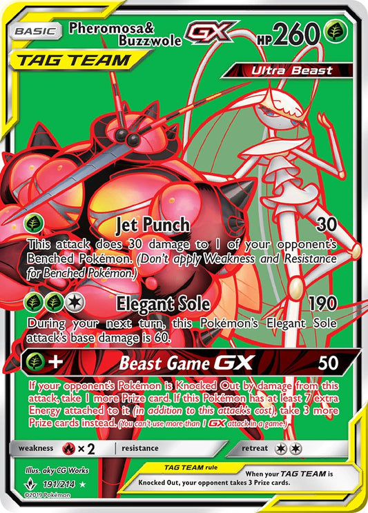 Pheromosa & Buzzwole GX | Unbroken Bonds | Sun & Moon | 191/214 | New Mint | Ultra Rare