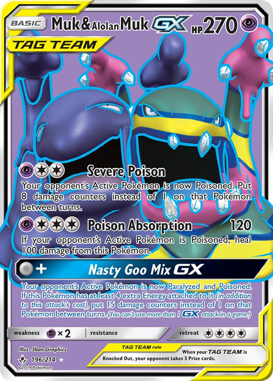 Muk & Alolan Muk GX | Unbroken Bonds | Sun & Moon | 196/214 | New Mint | Ultra Rare