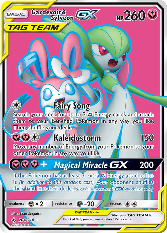 Gardevoir & Sylveon GX | Unbroken Bonds | Sun & Moon | 204/214 | New Mint | Ultra Rare