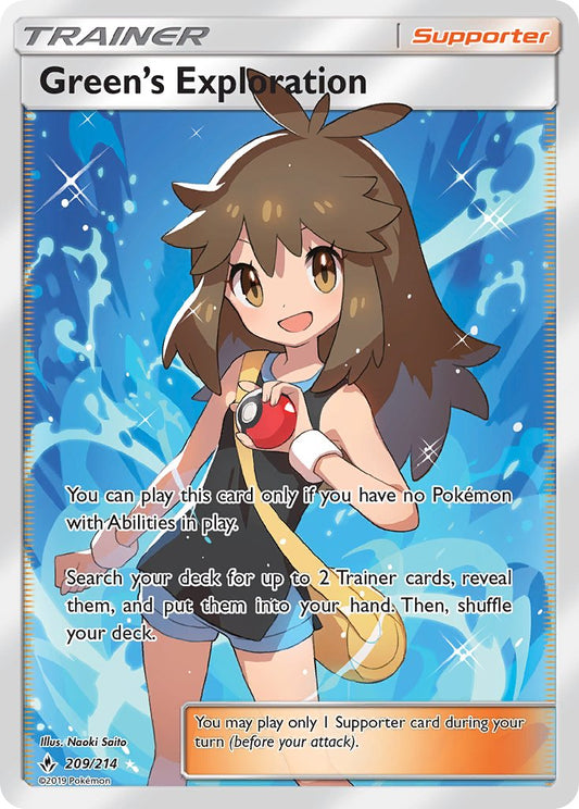 Green’s Exploration | Unbroken Bonds | Sun & Moon | 209/214 | New Mint | Ultra Rare