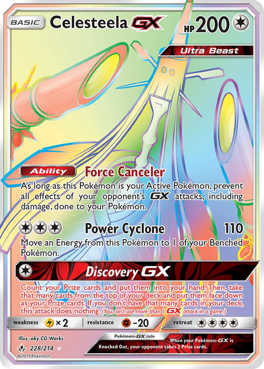 Celesteela GX | Unbroken Bonds | Sun & Moon | 228/214 | New Mint | Rainbow Rare