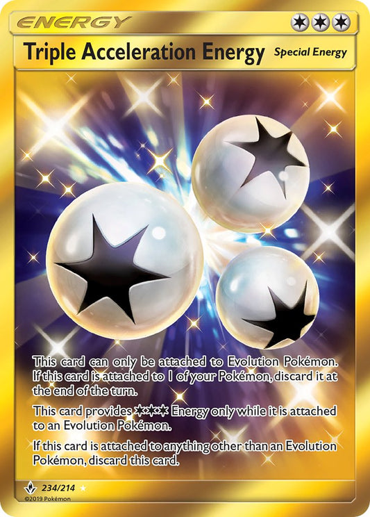 Triple Acceleration Energy | Unbroken Bonds | Sun & Moon | 234/214 | New Mint | Rare Secret