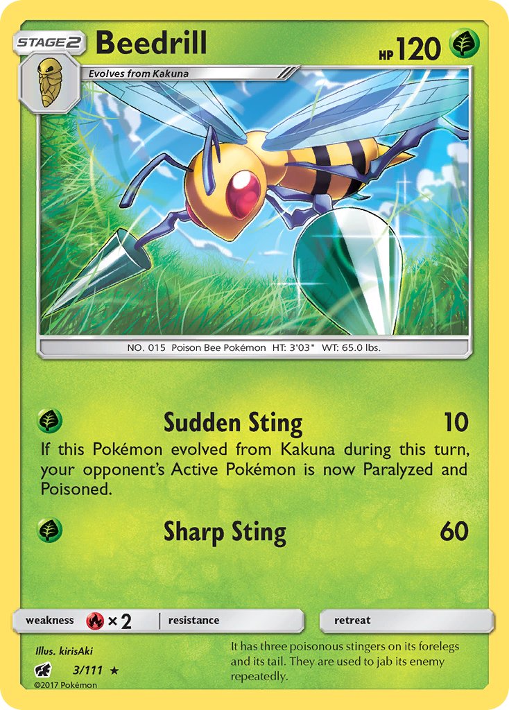 Beedrill | Crimson Invasion | Sun & Moon | 3/111 | New Mint | Rare