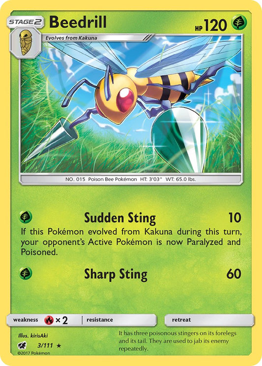 Beedrill | Crimson Invasion | Sun & Moon | 3/111 | New Mint | Rare