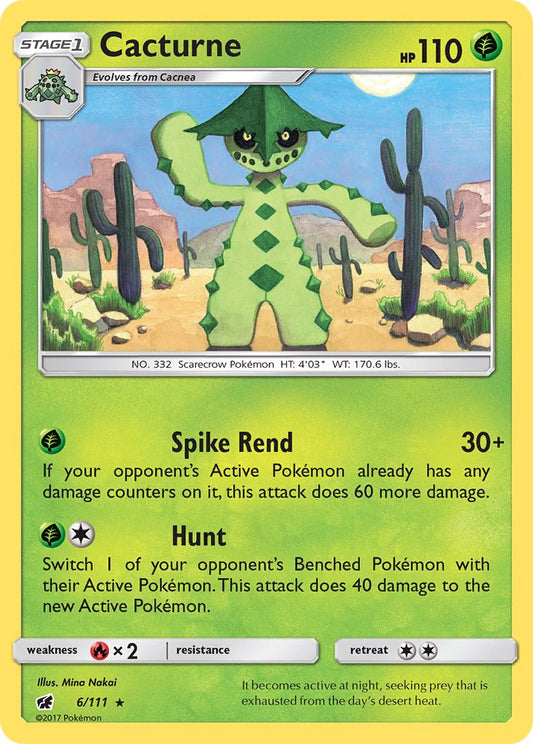 Cacturne | Crimson Invasion | Sun & Moon | 6/111 | New Mint | Rare