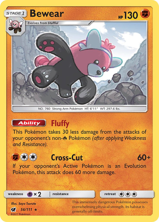 Bewear | Crimson Invasion | Sun & Moon | 56/111 | New Mint | Rare Holo