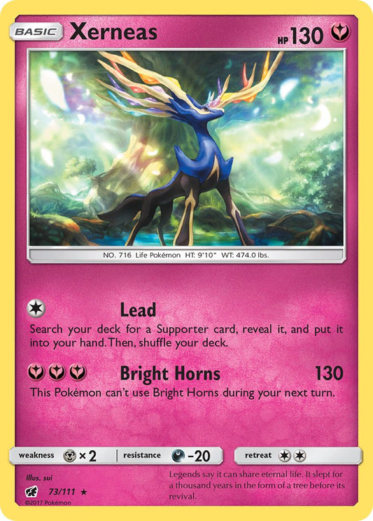 Xerneas | Crimson Invasion | Sun & Moon | 73/111 | New Mint | Rare Holo