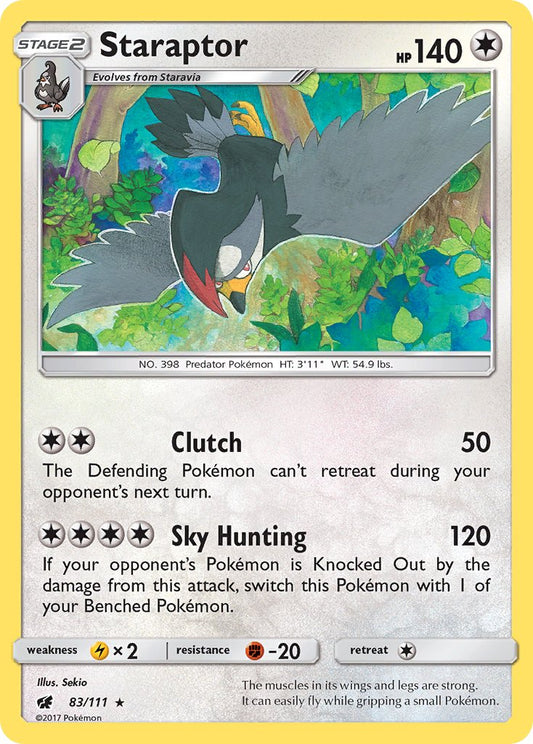 Staraptor | Crimson Invasion | Sun & Moon | 83/111 | New Mint | Rare