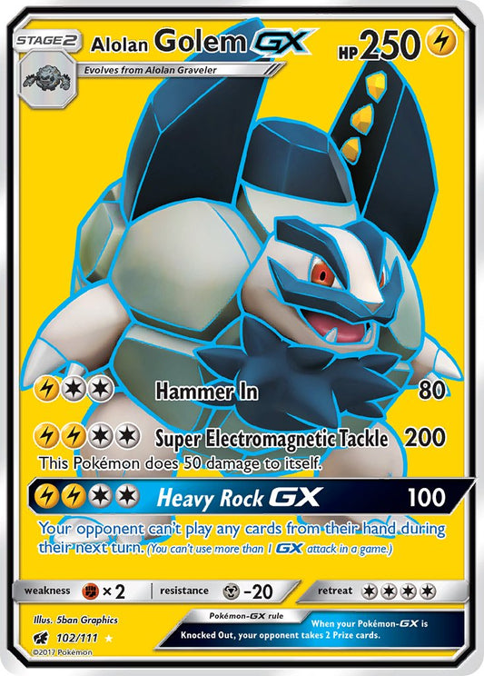 Alolan Golem GX | Crimson Invasion | Sun & Moon | 102/111 | New Mint | Ultra Rare