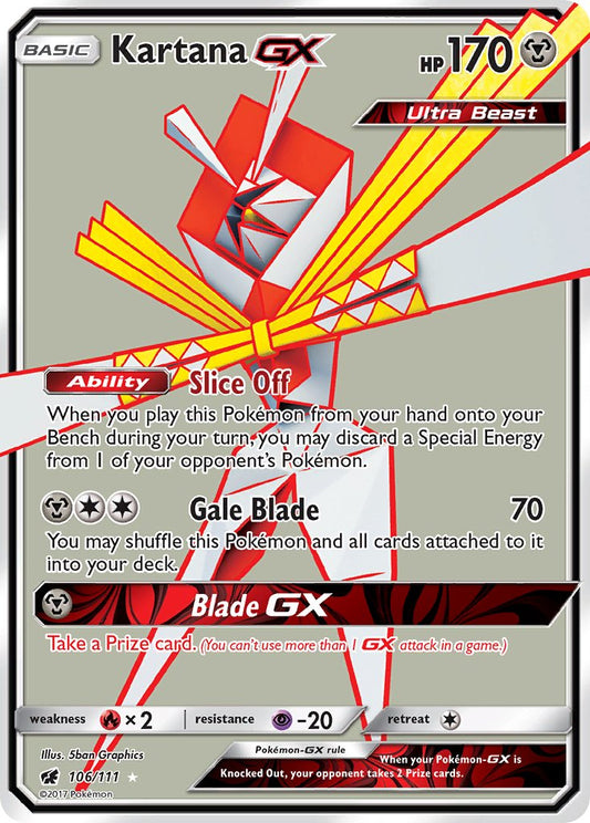 Kartana GX | Crimson Invasion | Sun & Moon | 106/111 | New Mint | Ultra Rare