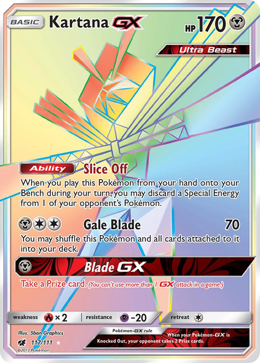 Kartana GX | Crimson Invasion | Sun & Moon | 117/111 | New Mint | Rainbow Rare