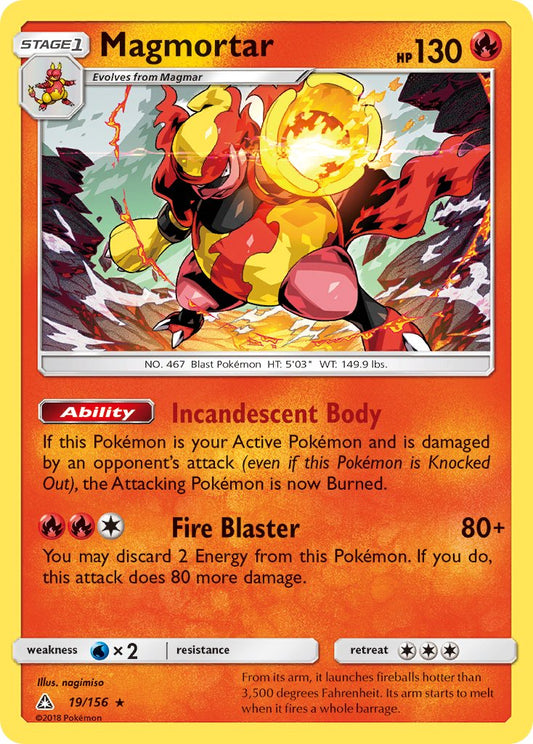 Magmortar | Ultra Prism | Sun & Moon | 19/156 | New Mint | Rare Holo