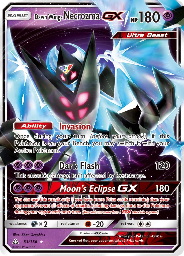 Dawn Wings Necrozma GX | Ultra Prism | Sun & Moon | 63/156 | New Mint | Rare Holo GX