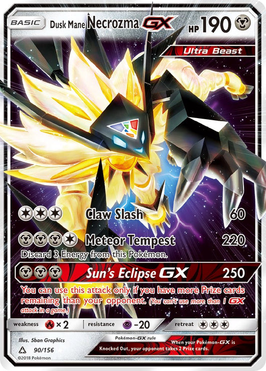 Dusk Mane Necrozma GX | Ultra Prism | Sun & Moon | 90/156 | New Mint | Rare Holo GX