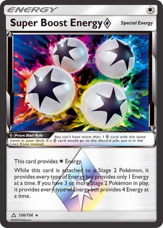 Super Boost Energy Prism Star | Ultra Prism | Sun & Moon | 136/156 | New Mint | Rare Prism Star