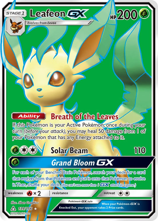 Leafeon GX | Ultra Prism | Sun & Moon | 139/156 | New Mint | Ultra Rare
