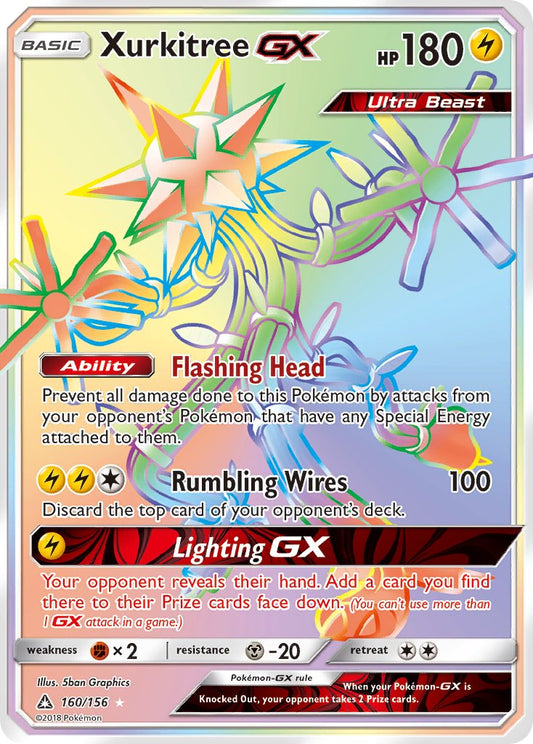 Xurkitree GX | Ultra Prism | Sun & Moon | 160/156 | New Mint | Rainbow Rare