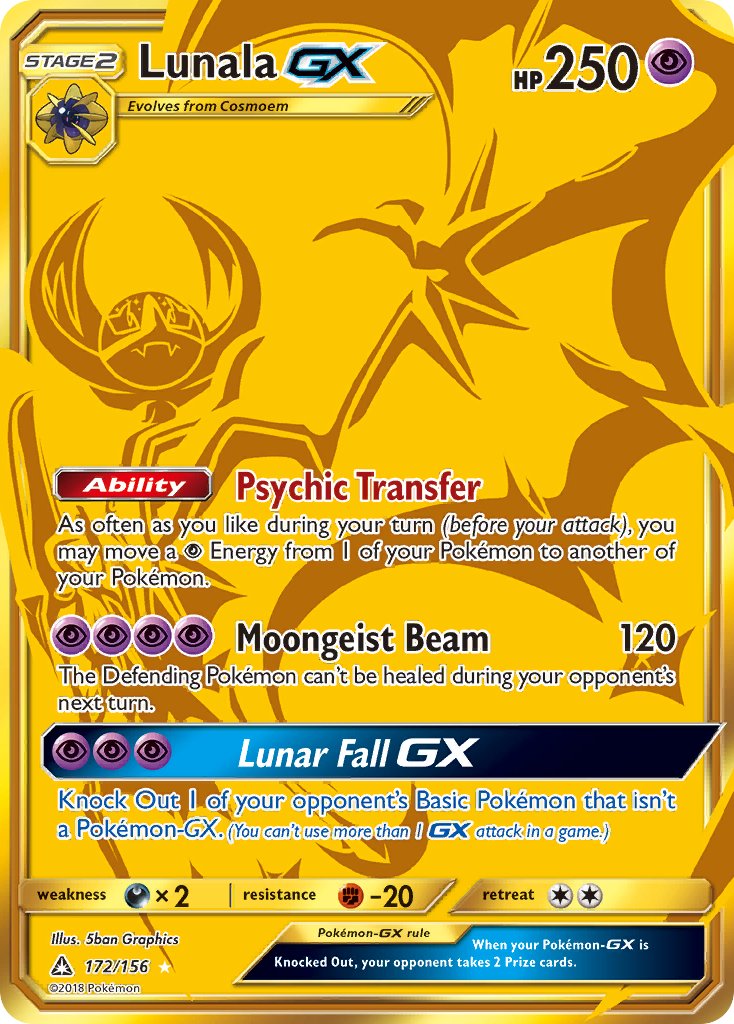 Lunala GX | Ultra Prism | Sun & Moon | 172/156 | New Mint | Rare Secret