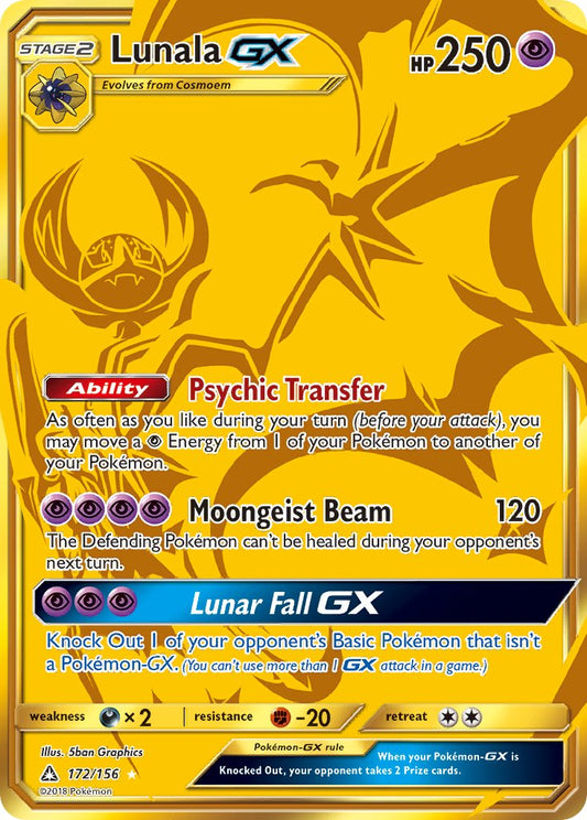 Lunala GX | Ultra Prism | Sun & Moon | 172/156 | New Mint | Rare Secret