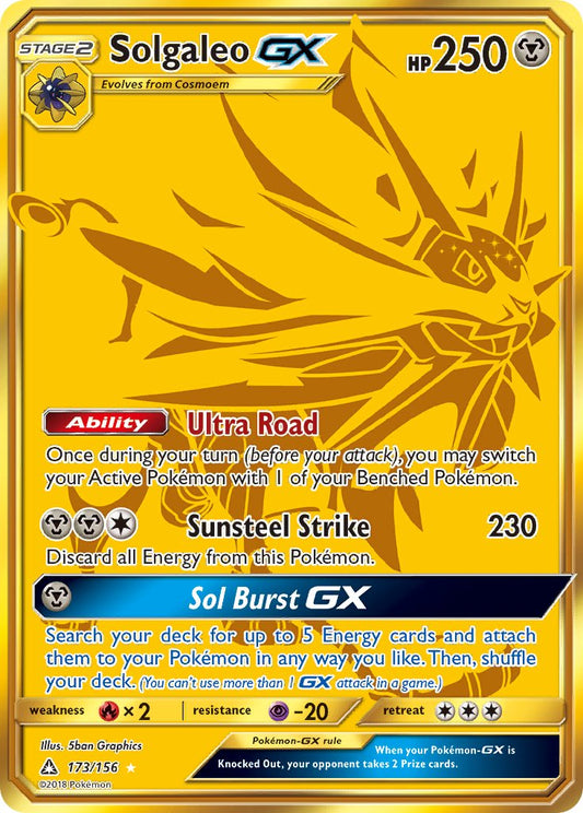 Solgaleo GX | Ultra Prism | Sun & Moon | 173/156 | New Mint | Rare Secret