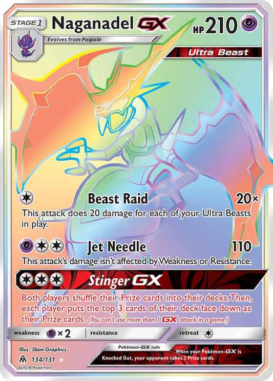 Naganadel GX | Forbidden Light | Sun & Moon | 134/131 | New Mint | Rainbow Rare