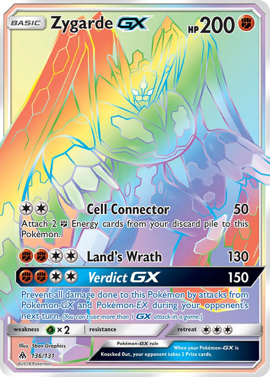 Zygarde GX | Forbidden Light | Sun & Moon | 136/131 | New Mint | Rainbow Rare