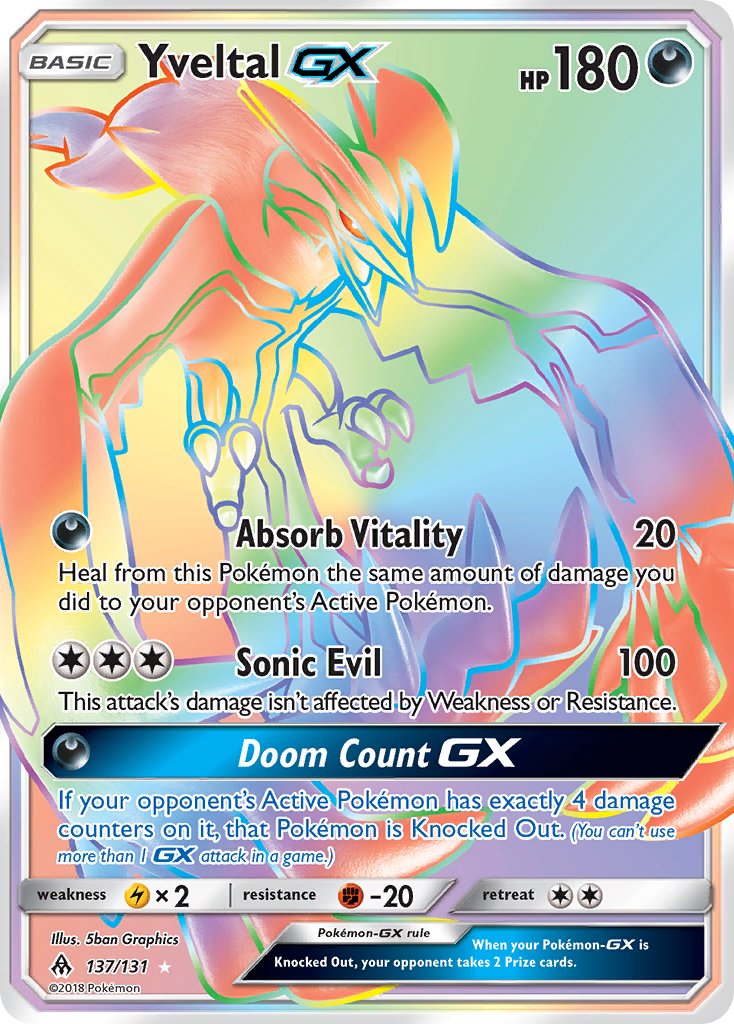 Yveltal GX | Forbidden Light | Sun & Moon | 137/131 | New Mint | Rainbow Rare