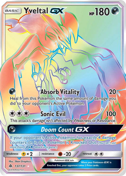 Yveltal GX | Forbidden Light | Sun & Moon | 137/131 | New Mint | Rainbow Rare