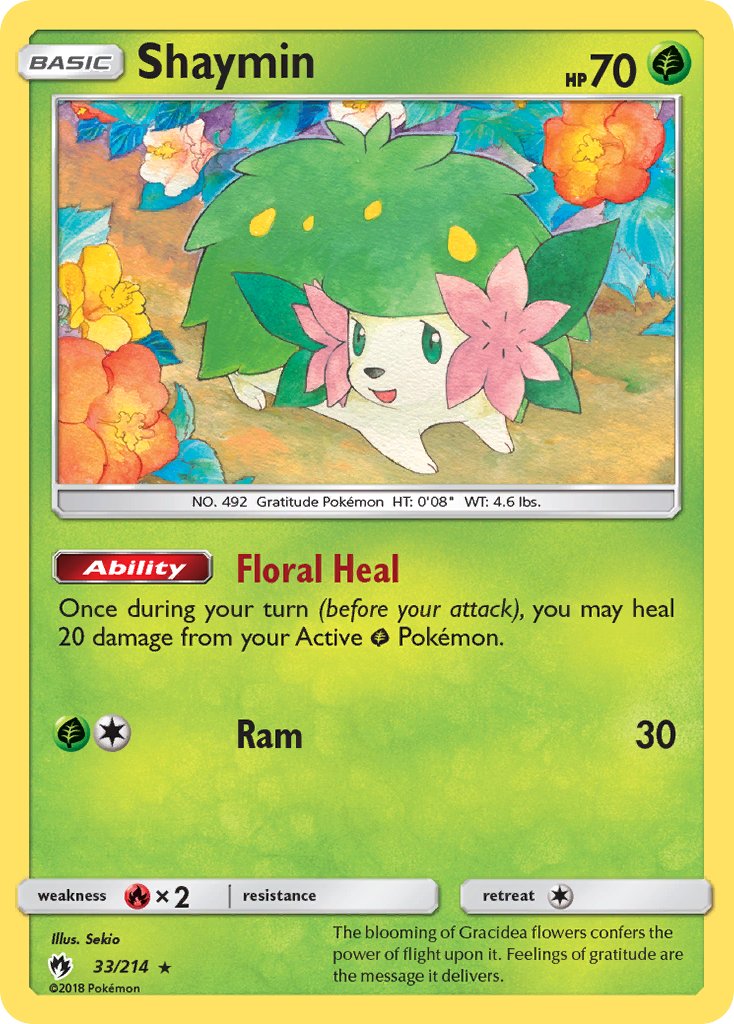 Shaymin | Lost Thunder | Sun & Moon | 33/214 | New Mint | Rare Holo