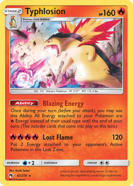 Typhlosion | Lost Thunder | Sun & Moon | 42/214 | New Mint | Rare Holo