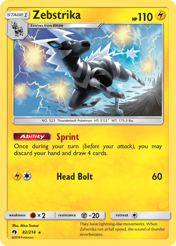 Zebstrika | Lost Thunder | Sun & Moon | 82/214 | New Mint | Rare