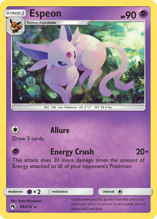Espeon | Lost Thunder | Sun & Moon | 89/214 | New Mint | Rare