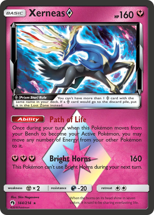 Xerneas Prism Star | Lost Thunder | Sun & Moon | 144/214 | New Mint | Rare Prism Star