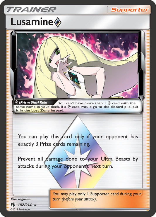 Lusamine Prism Star | Lost Thunder | Sun & Moon | 182/214 | New Mint | Rare Prism Star
