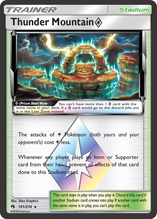 Thunder Mountain Prism Star | Lost Thunder | Sun & Moon | 191/214 | New Mint | Rare Prism Star
