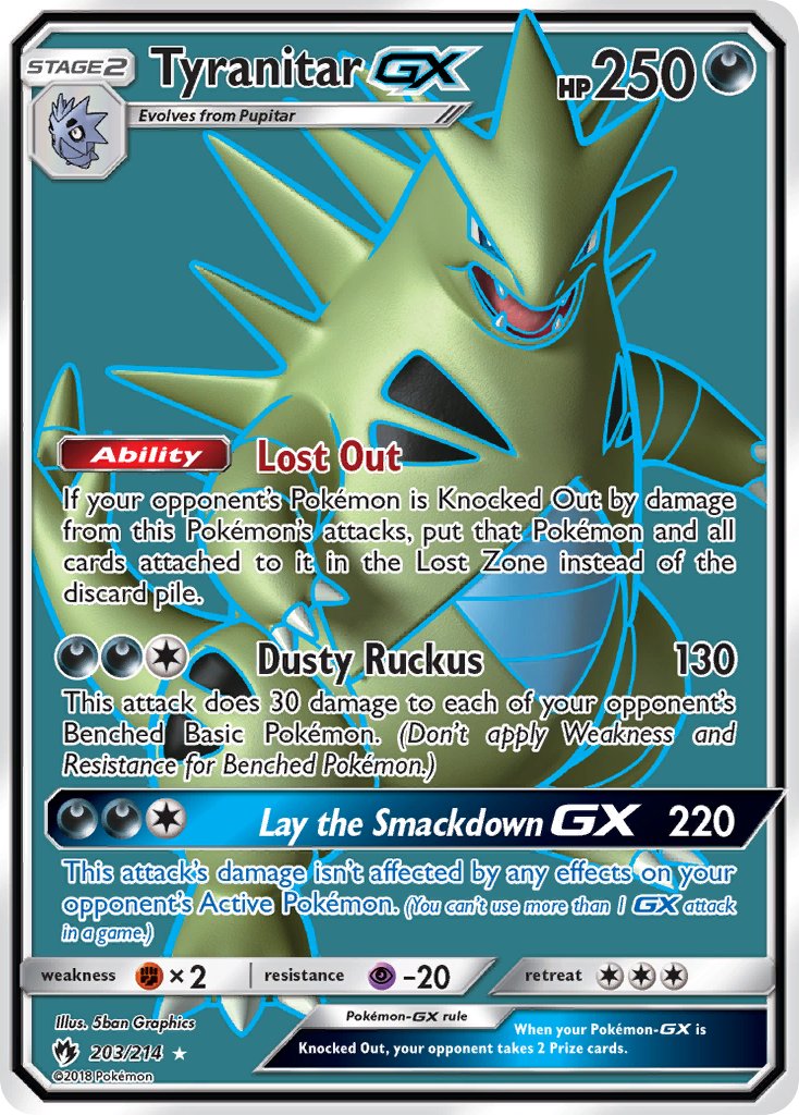 Tyranitar GX | Lost Thunder | Sun & Moon | 203/214 | New Mint | Ultra Rare