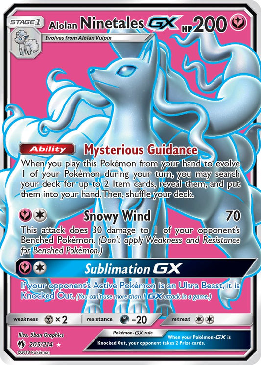 Alolan Ninetales GX | Lost Thunder | Sun & Moon | 205/214 | New Mint | Ultra Rare
