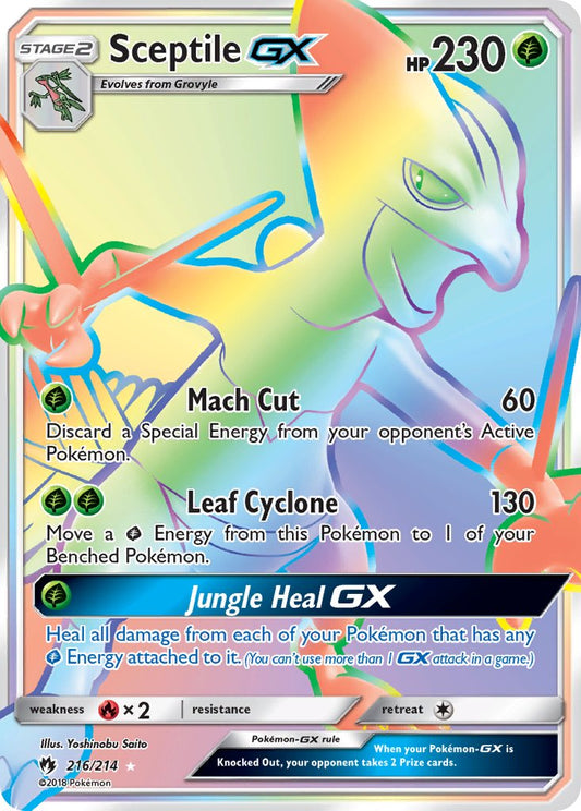Sceptile GX | Lost Thunder | Sun & Moon | 216/214 | New Mint | Rainbow Rare