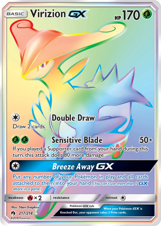 Virizion GX | Lost Thunder | Sun & Moon | 217/214 | New Mint | Rainbow Rare