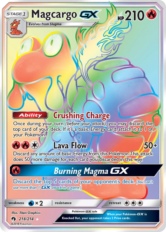 Magcargo GX | Lost Thunder | Sun & Moon | 218/214 | New Mint | Rainbow Rare