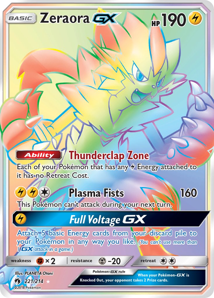 Zeraora GX | Lost Thunder | Sun & Moon | 221/214 | New Mint | Rainbow Rare