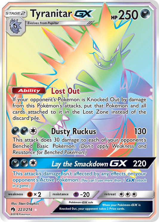 Tyranitar GX | Lost Thunder | Sun & Moon | 223/214 | New Mint | Rainbow Rare