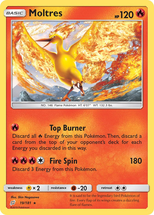 Moltres | Team Up | Sun & Moon | 19/181 | New Mint | Rare Holo