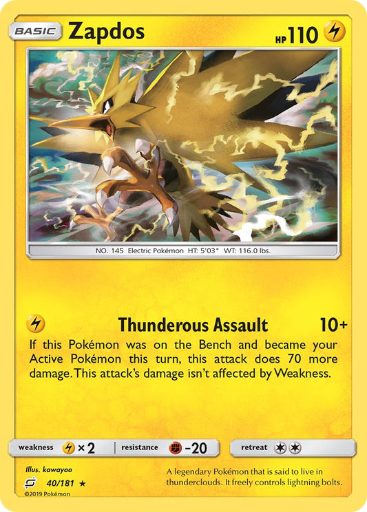 Zapdos | Team Up | Sun & Moon | 40/181 | New Mint | Rare Holo