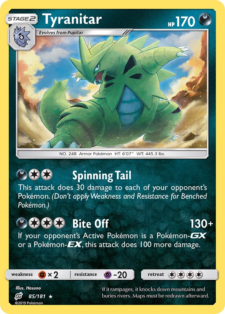 Tyranitar | Team Up | Sun & Moon | 85/181 | New Mint | Rare Holo