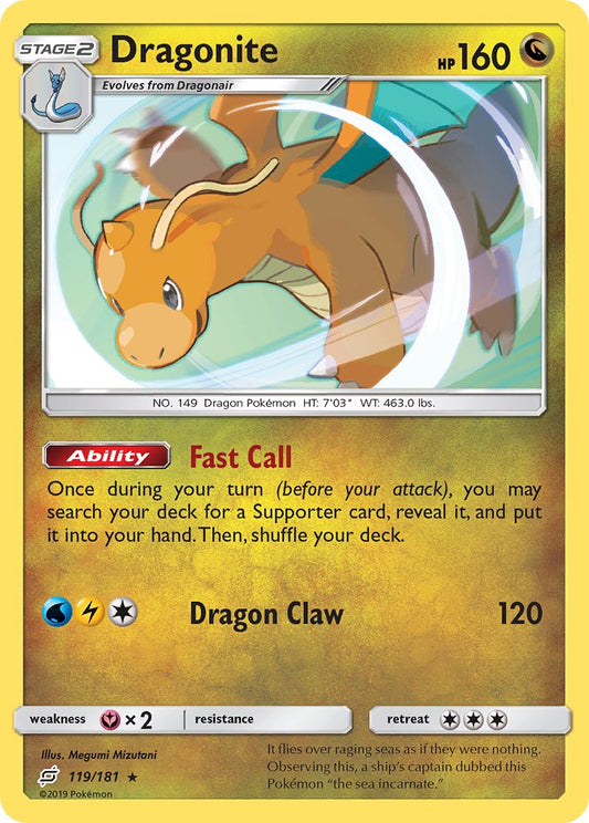 Dragonite | Team Up | Sun & Moon | 119/181 | New Mint | Rare Holo