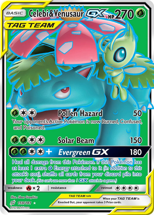 Celebi & Venusaur GX | Team Up | Sun & Moon | 159/181 | New Mint | Ultra Rare