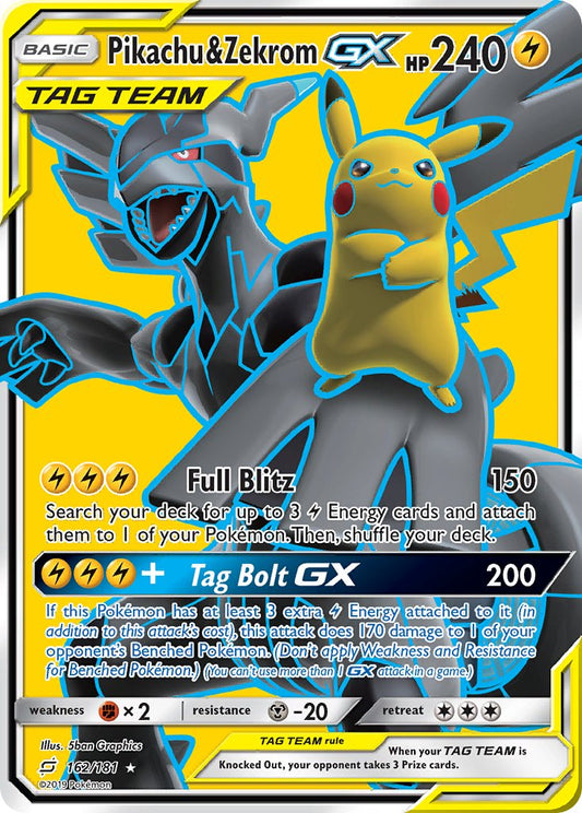 Pikachu & Zekrom GX | Team Up | Sun & Moon | 162/181 | New Mint | Ultra Rare