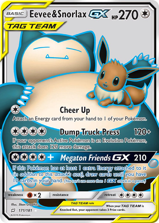 Eevee & Snorlax GX | Team Up | Sun & Moon | 171/181 | New Mint | Ultra Rare