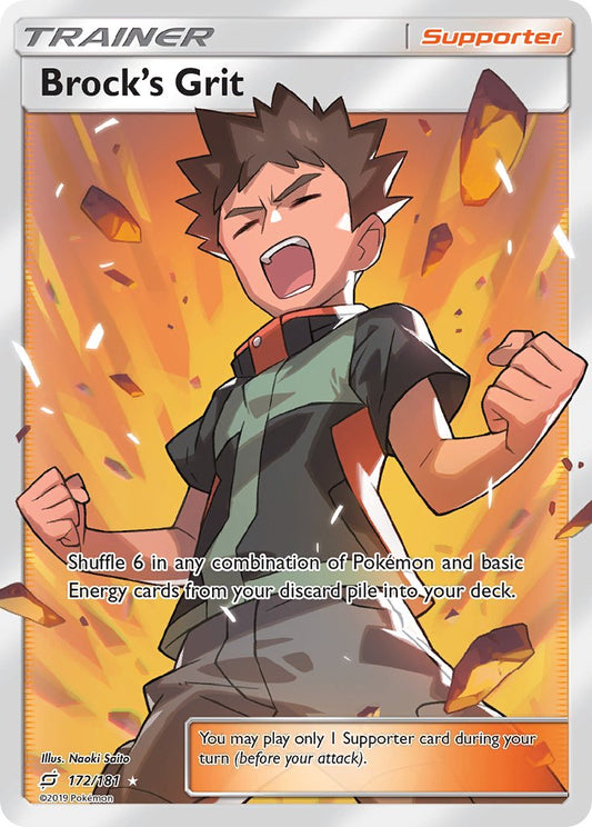 Brock’s Grit | Team Up | Sun & Moon | 172/181 | New Mint | Ultra Rare